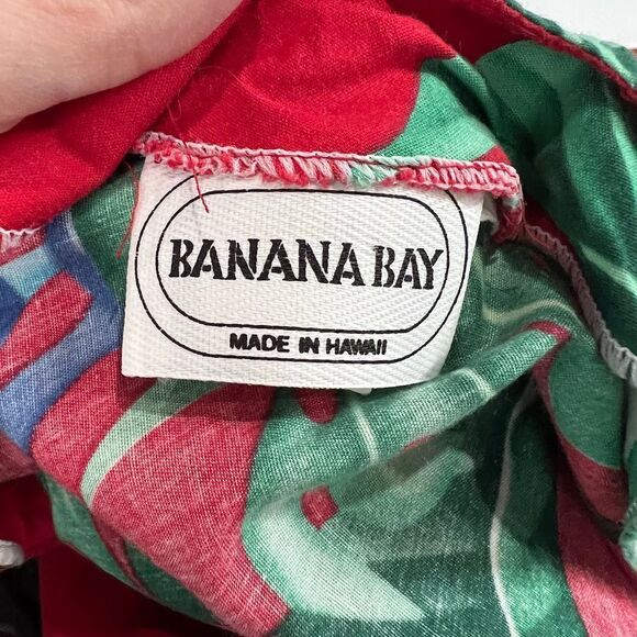 Vintage Banana Bay Red Tropical Leaf Hawaiian Dress‎ - Picture 3 of 9